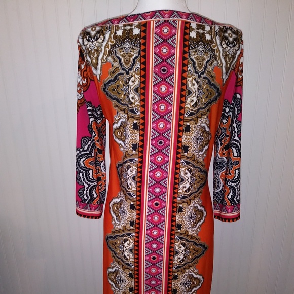 Bright and vibrant pink and orange Shift Dress - Picture 3 of 6
